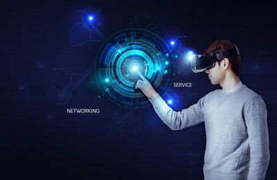 全息网络安全智能科技技术VR虚拟场景识别系统海报设计素材S542
